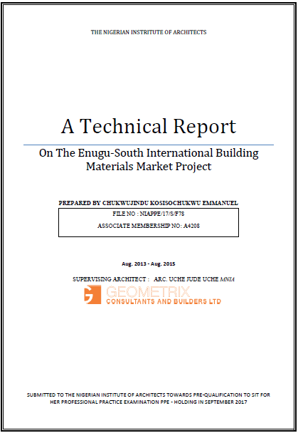 A technical report on Enugu South International Building Materials Market Project